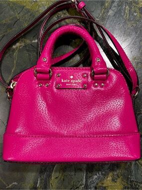 KATE SPADE HOT PINK Leather Mini Satchel with Crossbody Strap 8” x 5.5 x2.5”